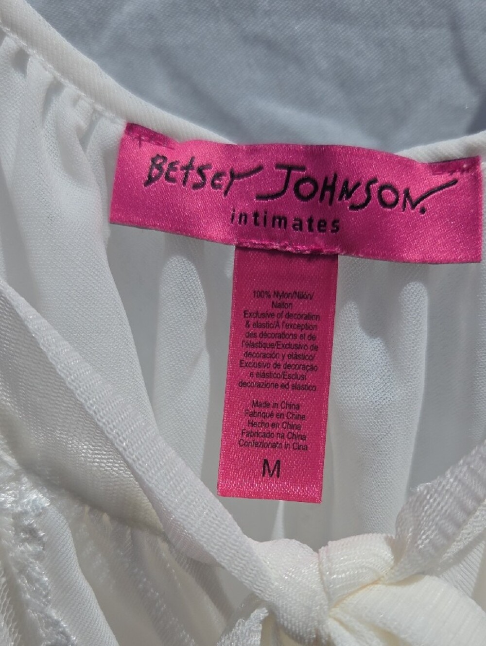 Betsey Johnson White Sheer Lace Chemise Slip. Size Med - Picture 3 of 4